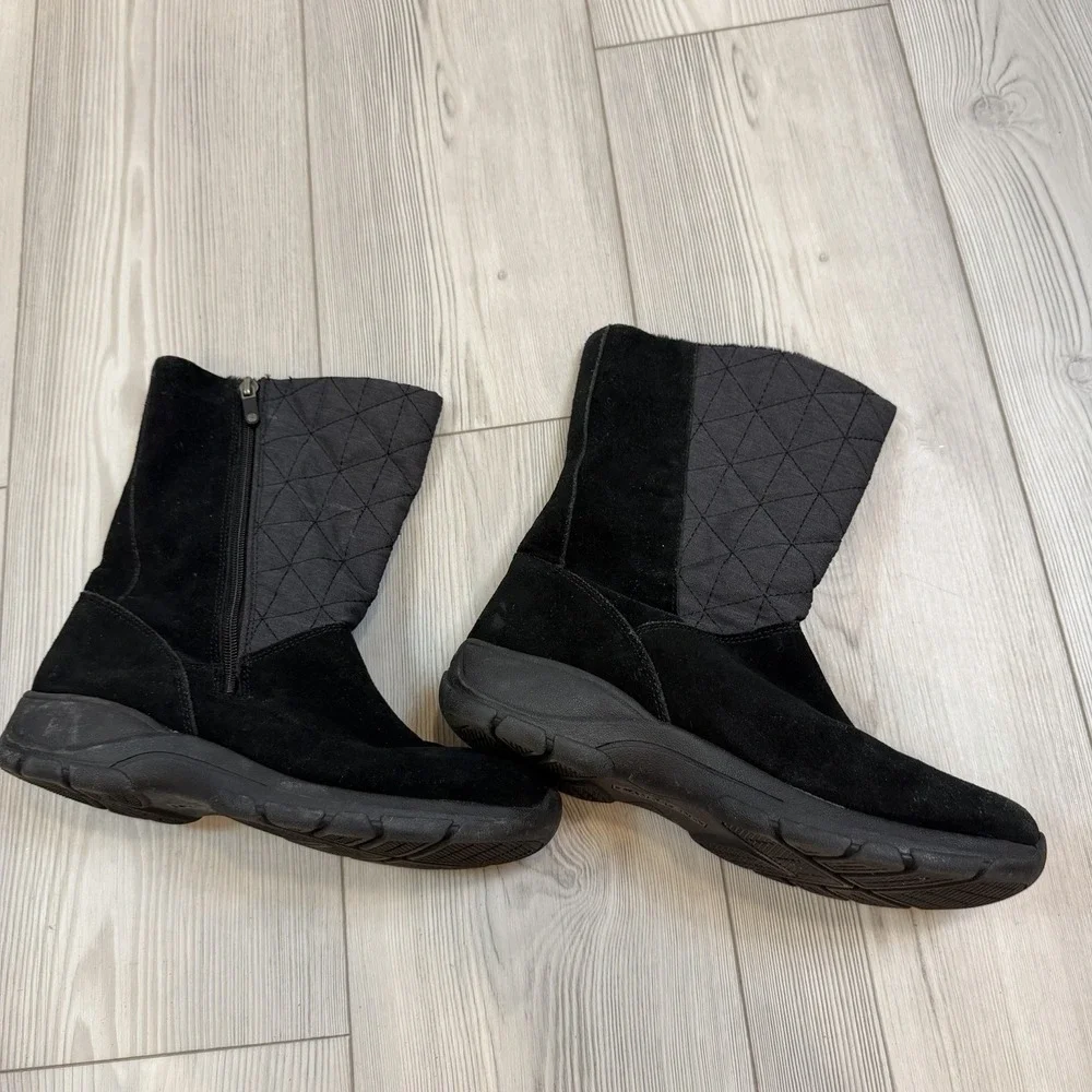 L.L.Bean Women's 487611‎ Winter Boots Black Suede Quilted Side Zip 9 Medium